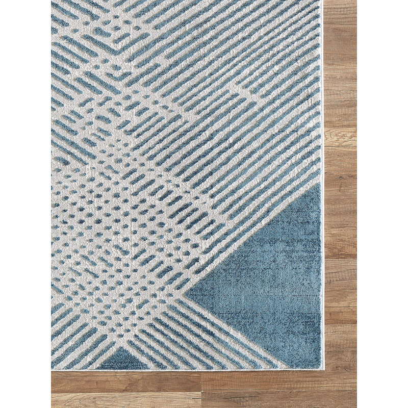 Ebern Designs Soeren Performance Light Blue Rug & Reviews Wayfair
